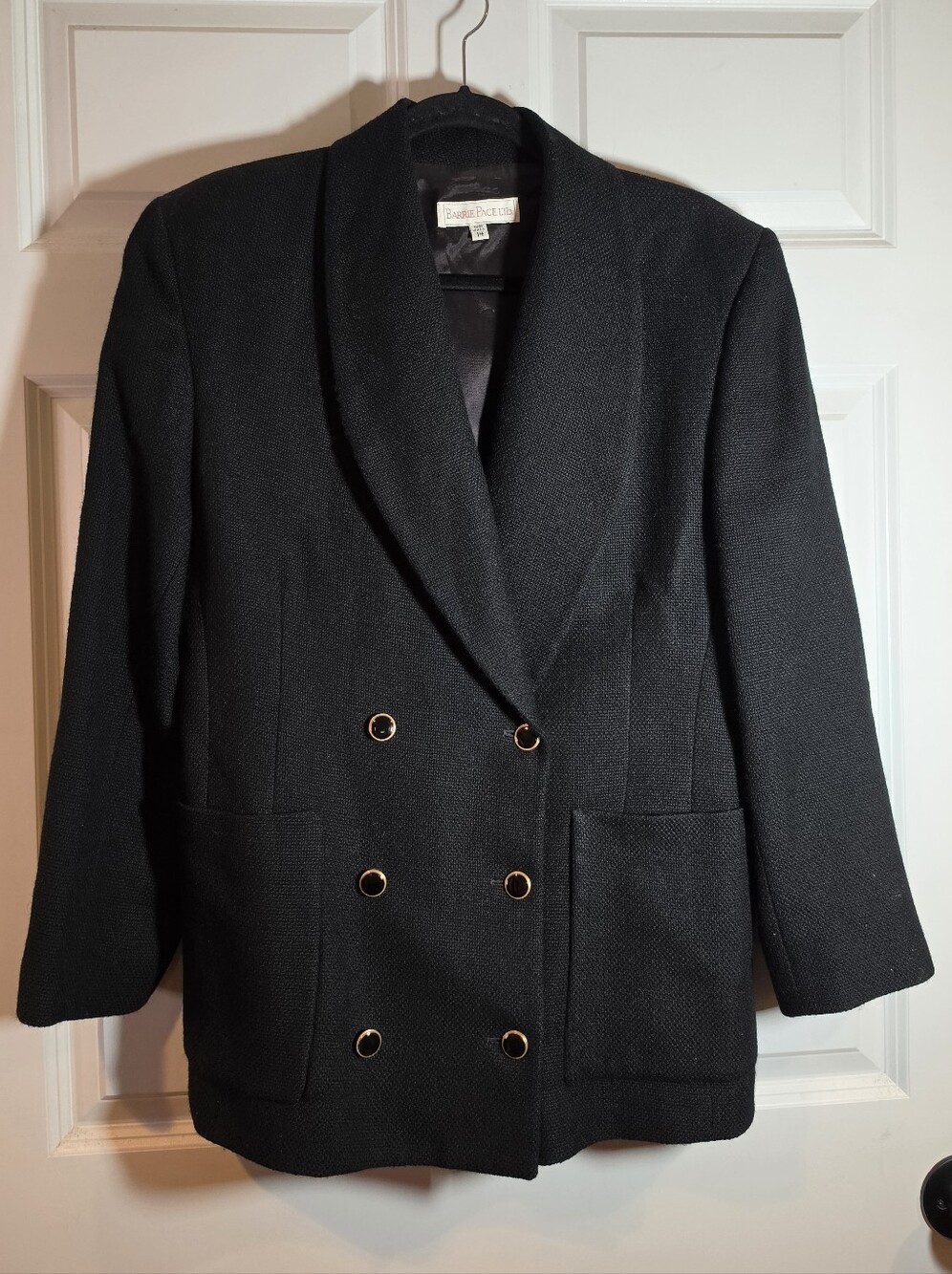 Barrie Pace Ltd Vintage Black Wool Double-Breasted Women's Blazer Jacket